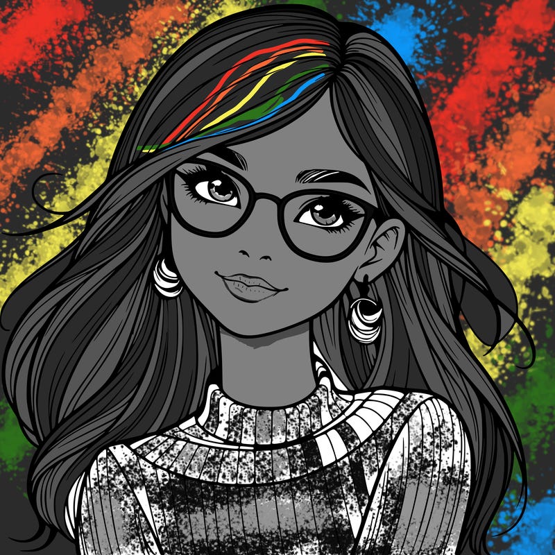 realistic girl with glasses