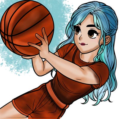 realistic girl playing basketball