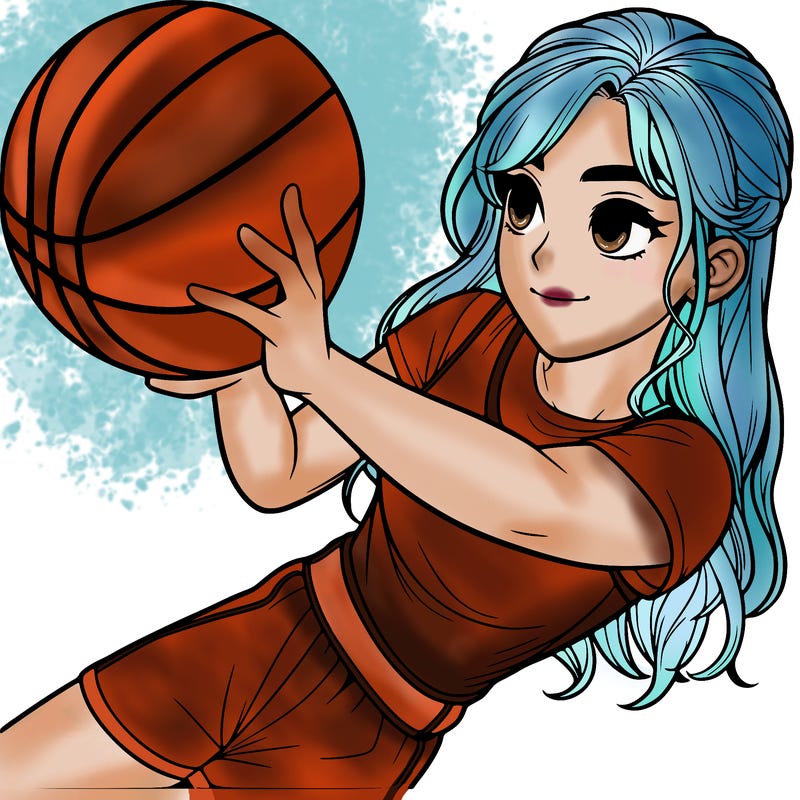realistic girl playing basketball