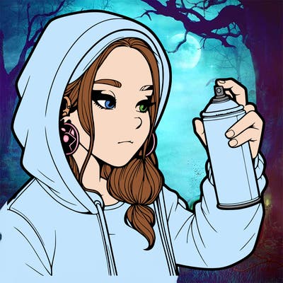 a realistic girl, spray painting