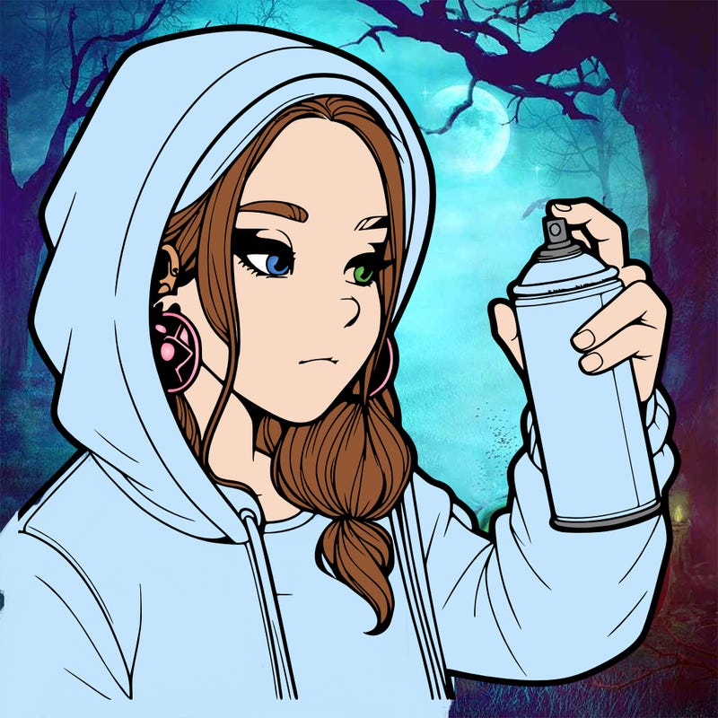 a realistic girl, spray painting