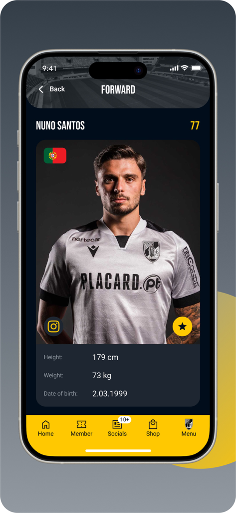 VITÓRIA SC - App Oficial - Profilo del giocatore Nuno Santos sull'app Vitoria SC