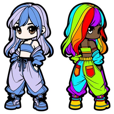 girl in crop top and baggy pants