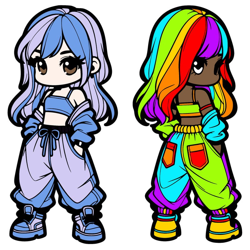 girl in crop top and baggy pants