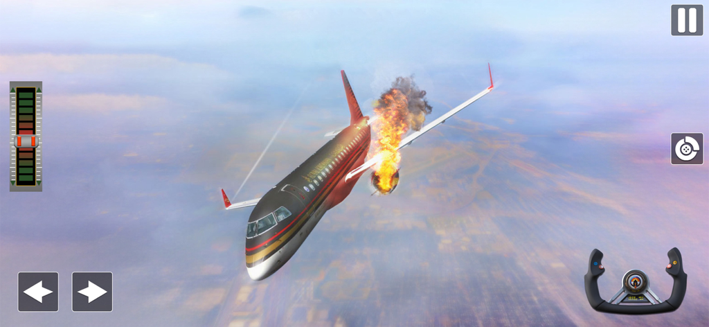 Emergency Plane Crash Landing! - 飛行機シミュレーション中にエンジンが炎上している旅客機のゲームプレイ