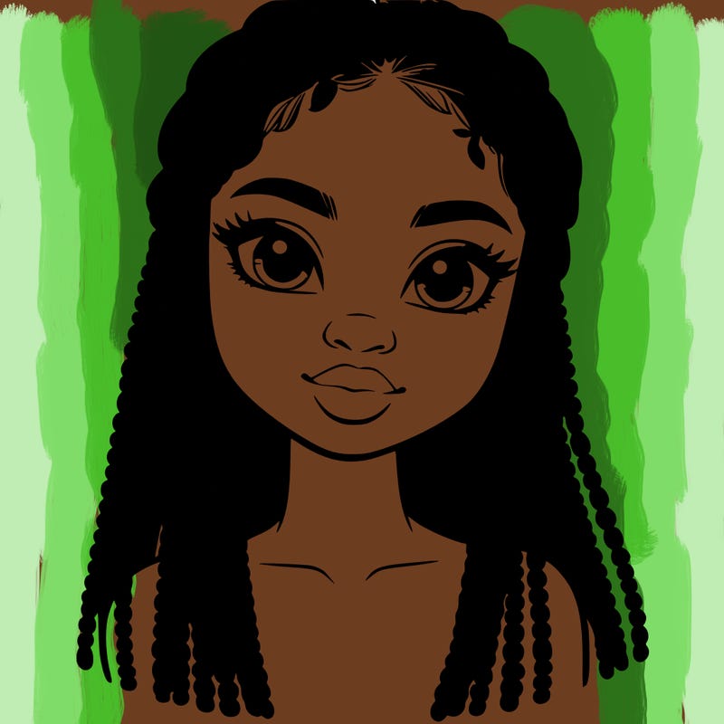 a realistic black girl with braids