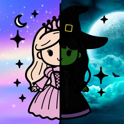split princess and witch