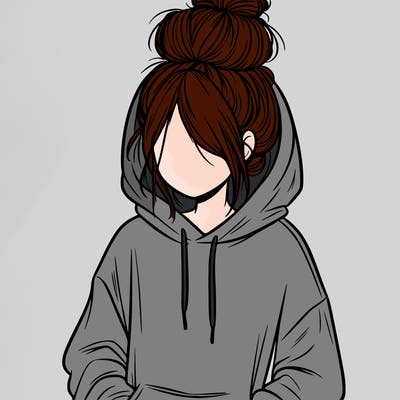 girl in oversized hoodie and messy bun