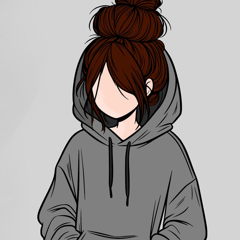 girl in oversized hoodie and messy bun