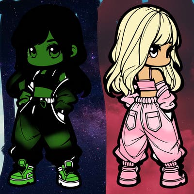 girl in crop top and baggy pants