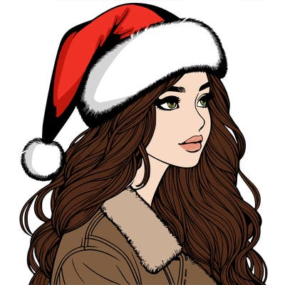 realistic girl in santa hat