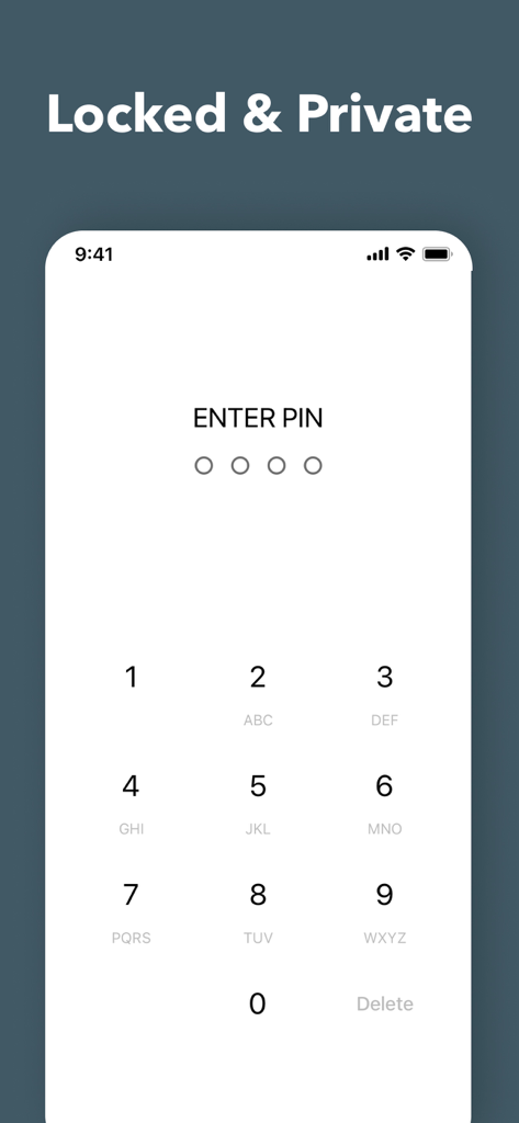 Locked and private PIN entry screen for the Daylio Journal app