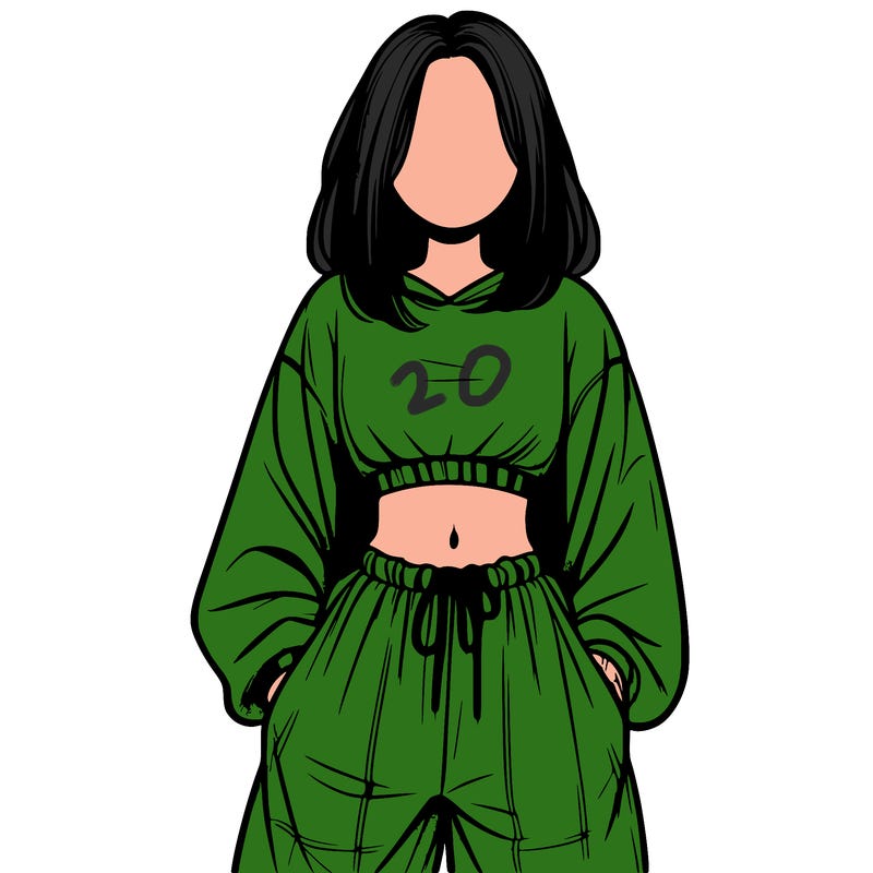 realistic girl faceless with baggy pants and a crop top