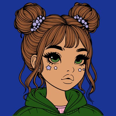 realistic girl with space buns
