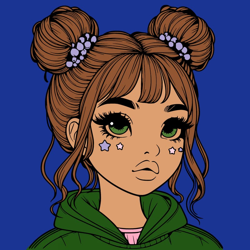 realistic girl with space buns