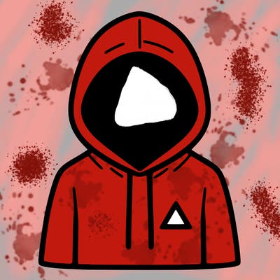 a person with non face waering a hoodie with a small triangle symbol
