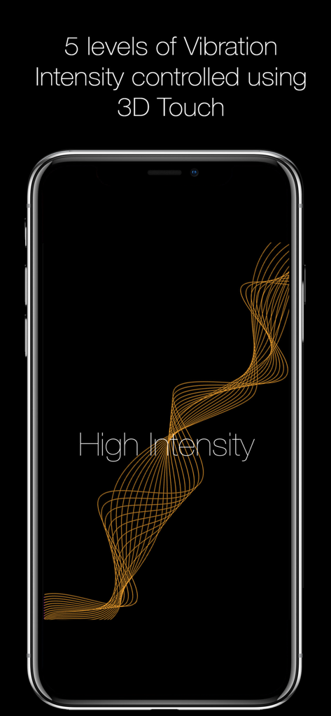 iPhone screen showing high intensity vibration levels for the 3D Massage app controlled by 3D Touch.