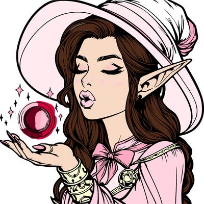 realistic elf casting a spell with lips