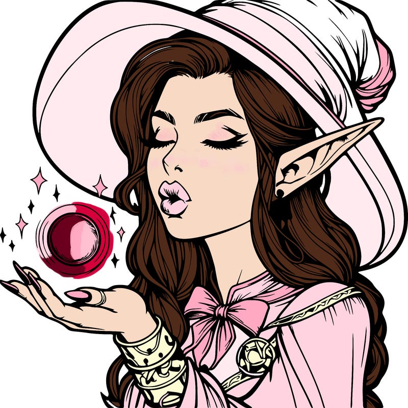 realistic elf casting a spell with lips