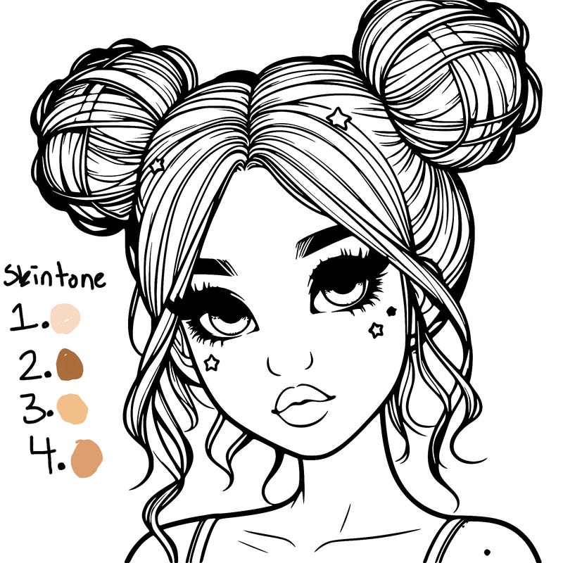 realistic girl with space buns