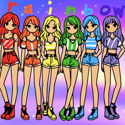a group of girls wearing crop tops and shorts