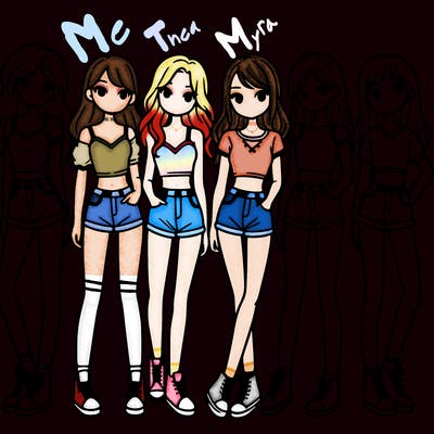 a group of girls wearing crop tops and shorts