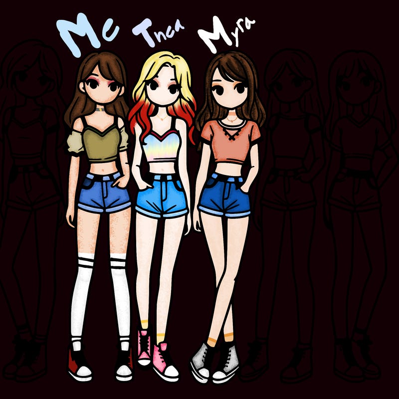 a group of girls wearing crop tops and shorts