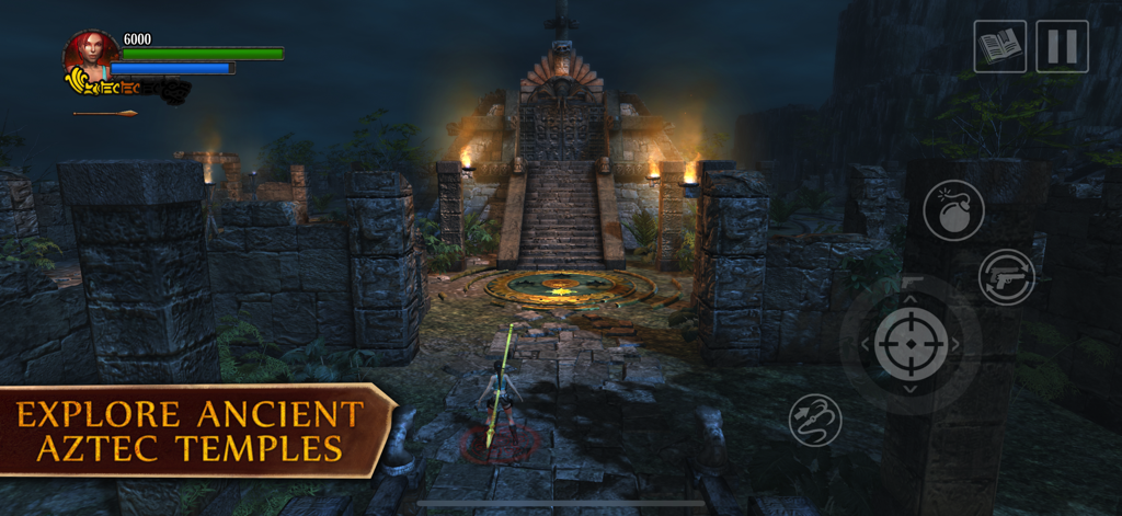 Lara Croft: Guardian of Light - Lara Croft standing outside an ancient Aztec temple in Guardian of Light