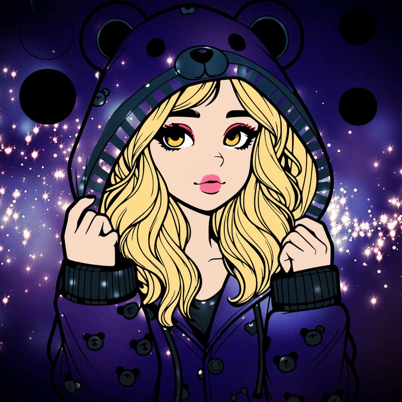 realistic girl in a animal pjs hoodie