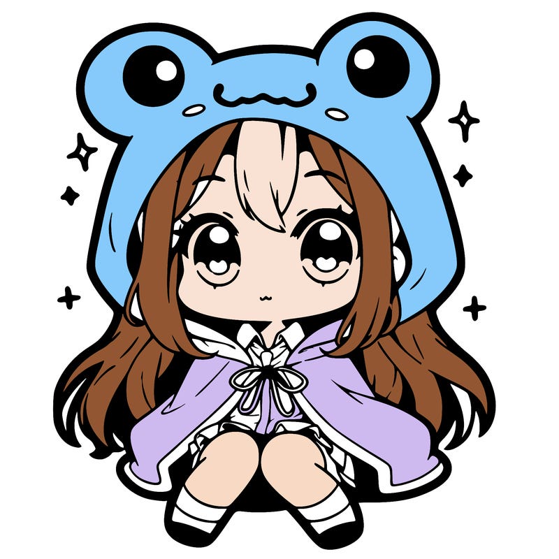 chibi girl with frog hoodie