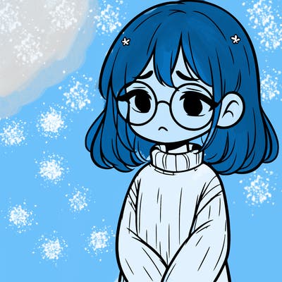 sad girl with glasses in a sweater