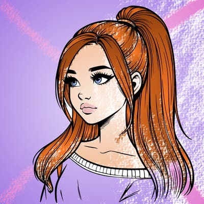 realistic girl with a high ponytail