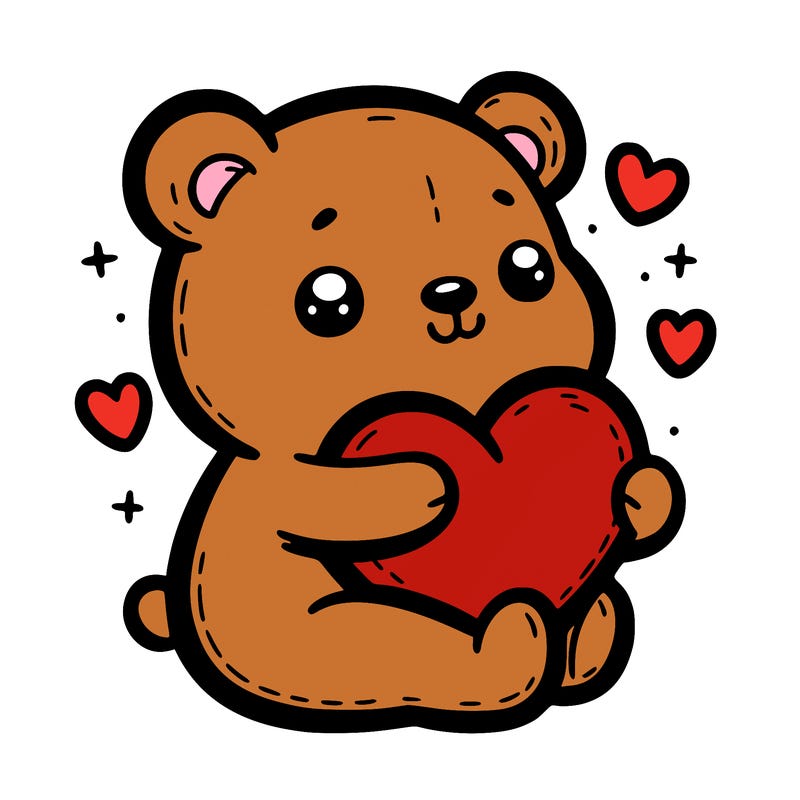 cute bear huging a heart