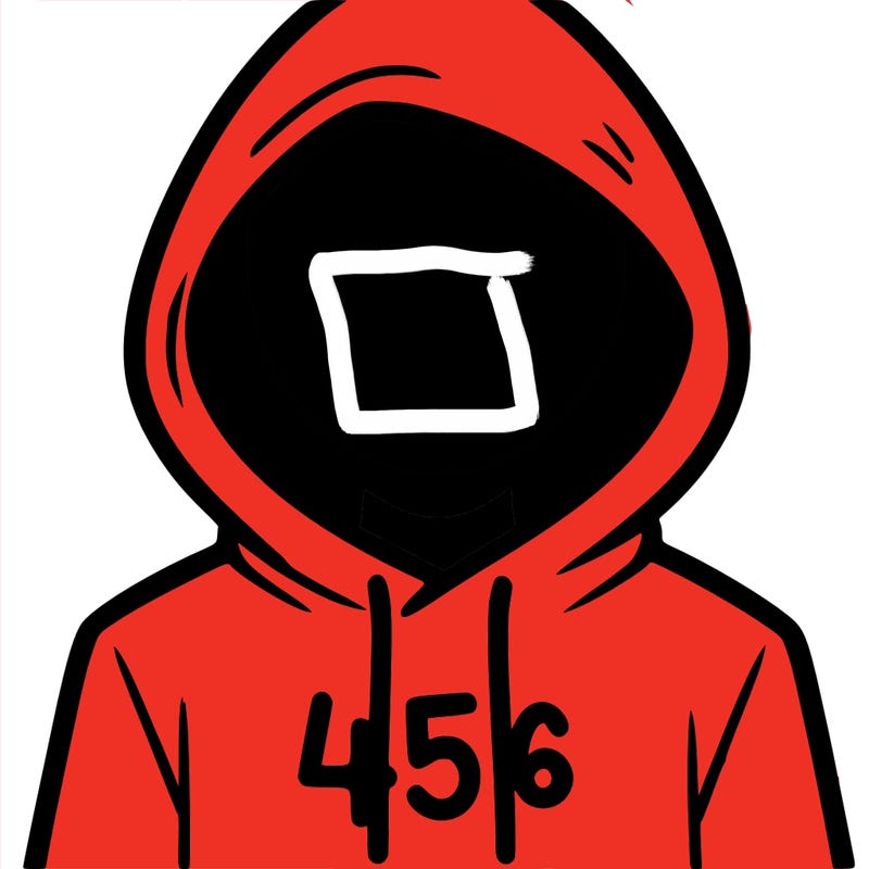 a person with non face waering a hoodie with a 456 symbol