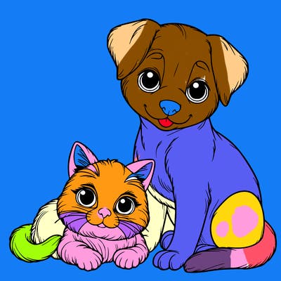 realistic cat and dog