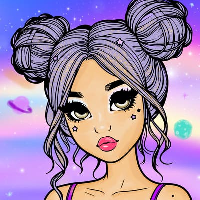realistic girl with space buns