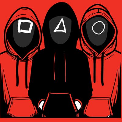 3 faceless people in  hoodies