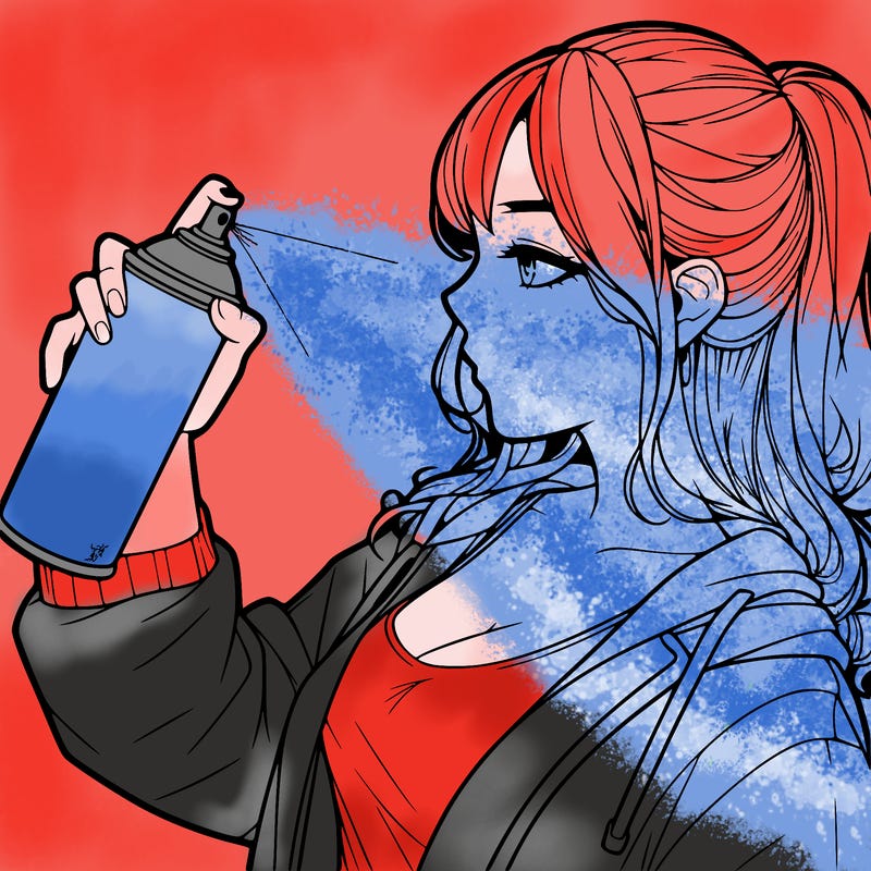 a realistic girl spray, painting