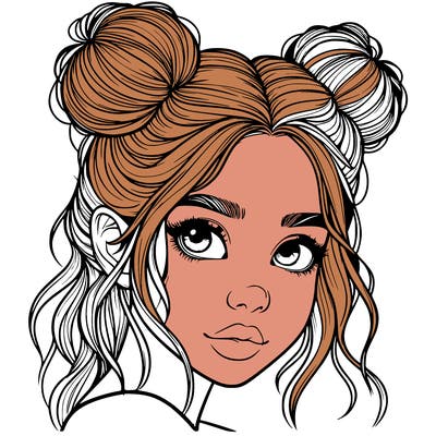 realistic girl with hair buns on her head