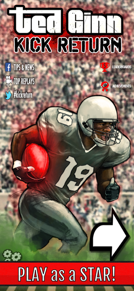 Football: Ted Ginn Kick Return - Football player running with the ball on the main menu of the Ted Ginn Kick Return mobile game