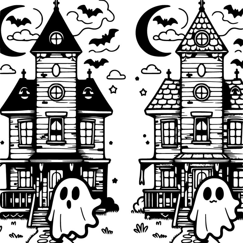 haunted house with ghost