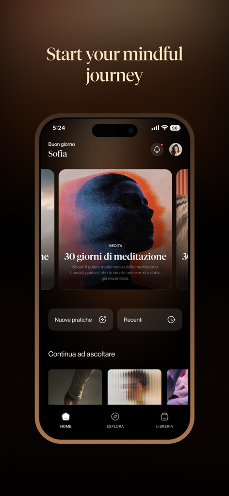 Anapana Mindfulness Studio app home screen featuring a 30 day meditation course