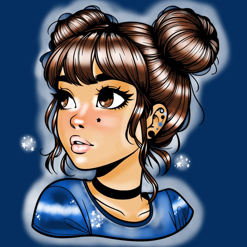 realistic girl with spacebuns