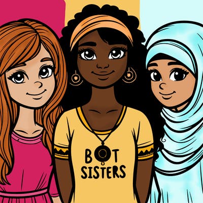 three sisters with a best sisters necklace