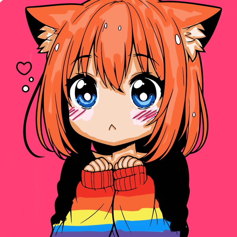 shy anime catgirl