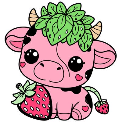 cute strawberry cow