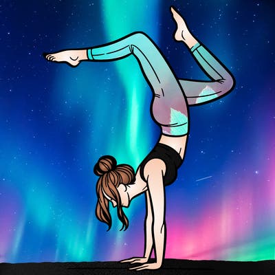 a woman doing a handstand