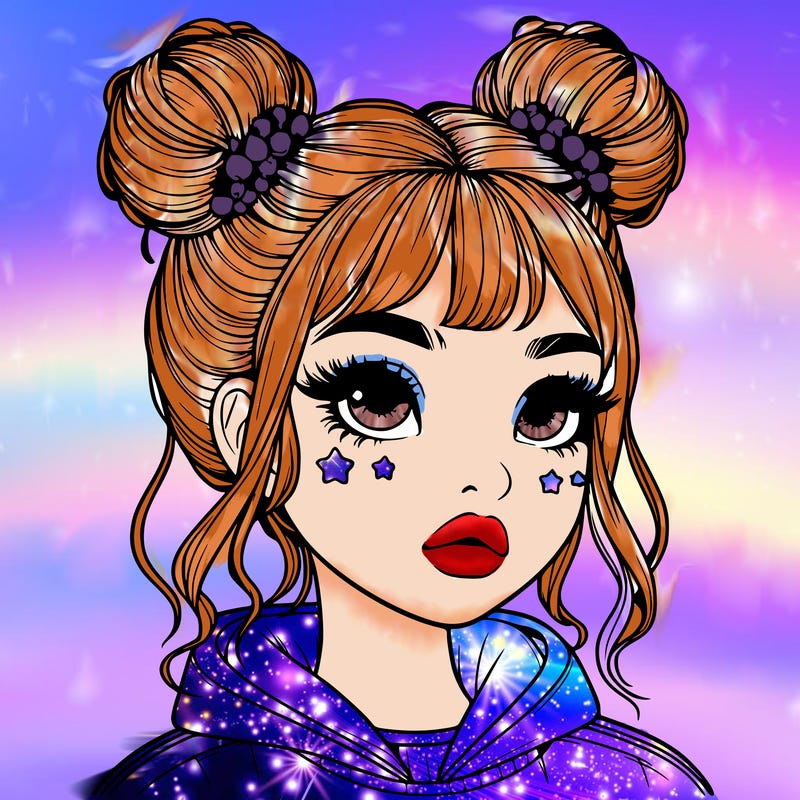 realistic girl with space buns