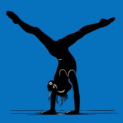 realistic gymnastic hand stand girl in four splits