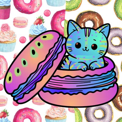 cat in a macaron
